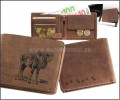 Peňaženka kožená hnedá - motív MUFLÓN (ležatá)