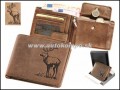 Peňaženka kožená hnedá - motív JELEŇ 1 (ležatá)