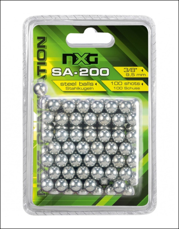 Oceľové guličky do praku NXG SA-200, 100 ks, 9,5 mm
